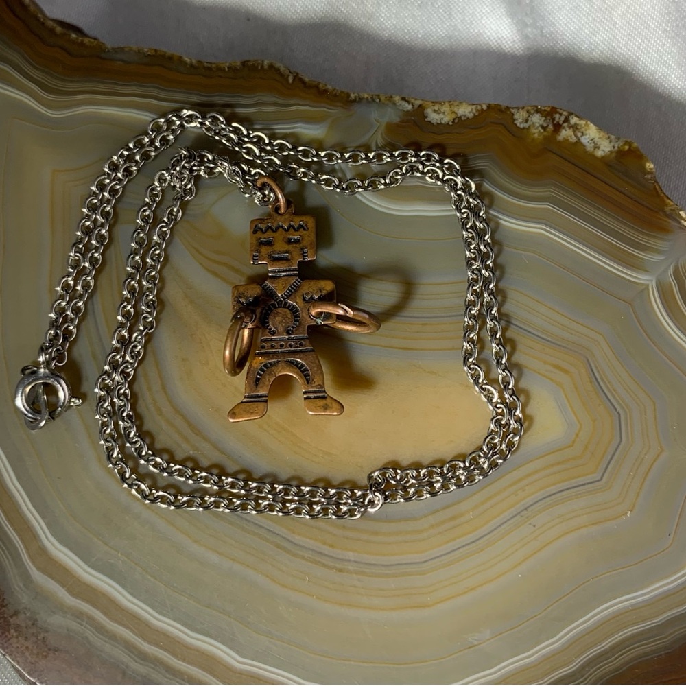 VINTAGE COPPER SOUTHWEST HOOP DANCER STAMPED PENDANT NECKLACE